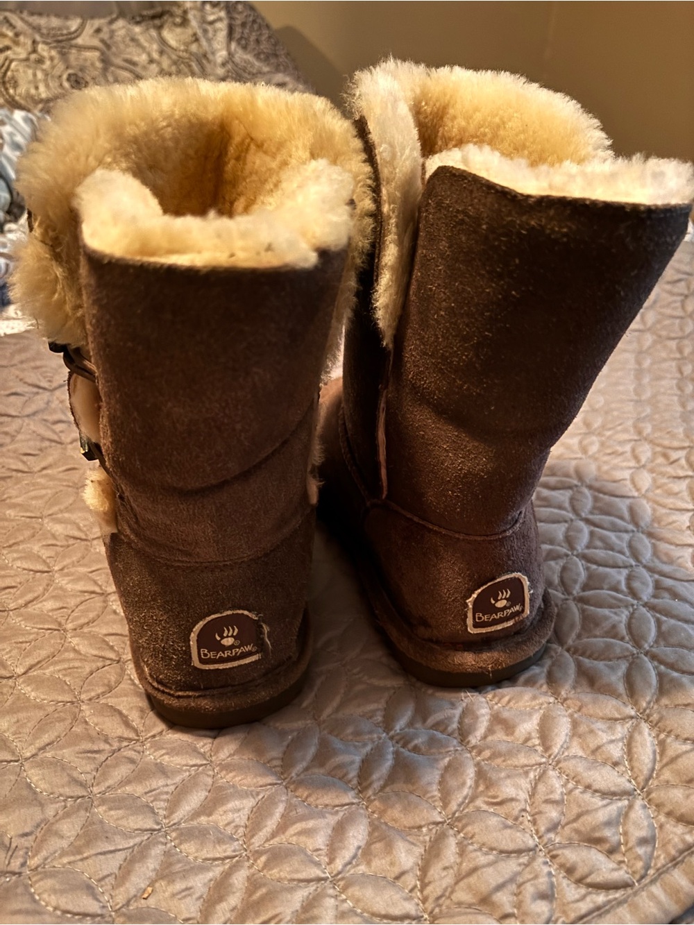 BearPaw Brown Suede Faux-Shearling Winter Boots